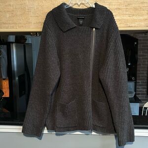 Lane Bryant dark gray heavy cable knit side zippered sweater with pockets